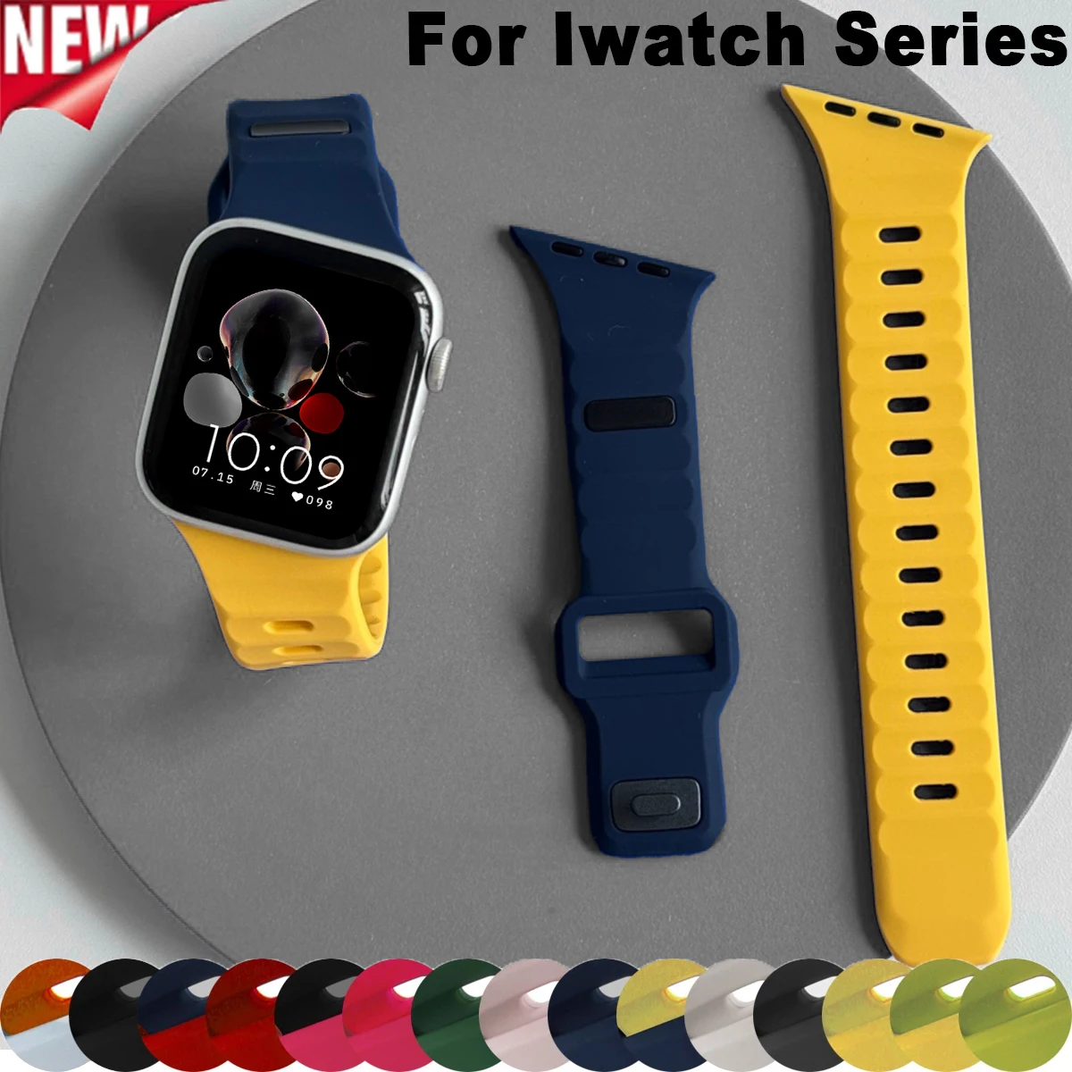 Kreatives Schrägband für Apple Watch 49mm 42 40 44 38 41mm Silikonarmband für iWatch Series 11 10 46mm 9 8 7 6 5 4 SE