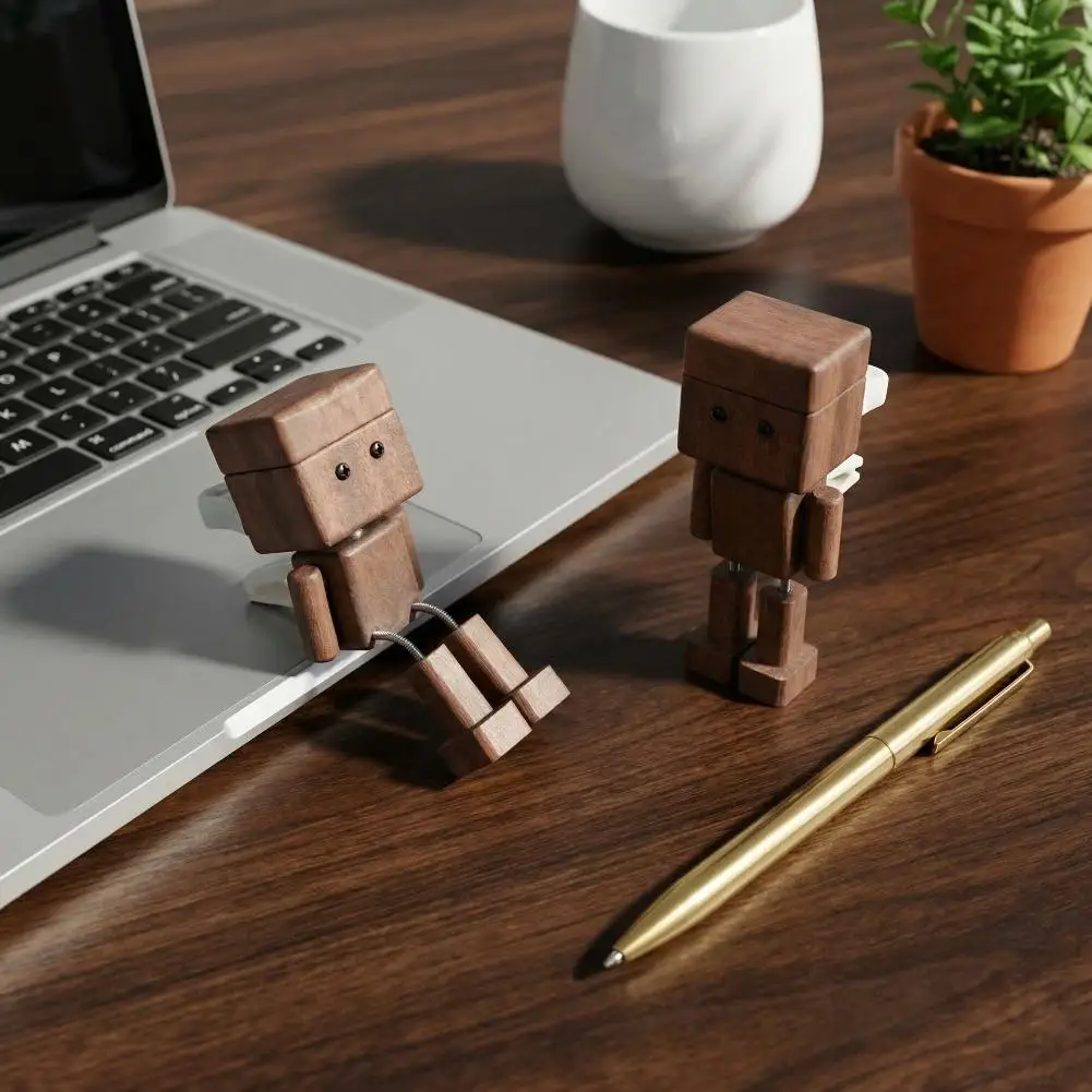Funny Shaking Feet Wooden Doll Car Air Outlet Perfume Clip Movable Robot Diffuser Vehicle Interior Decoration Accessories
