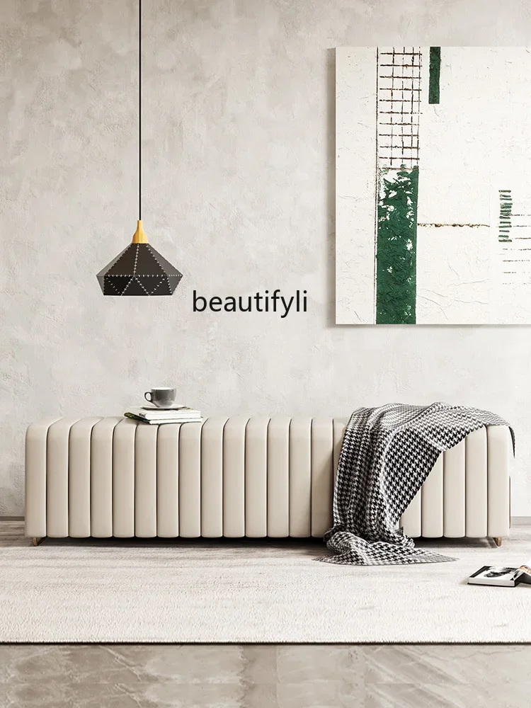 

smt03 Italian Style Light Luxury Bed End Stool Bedroom Genuine Leather Sofa Stool Nordic Simple Modern Solid Wood Shoe Changing