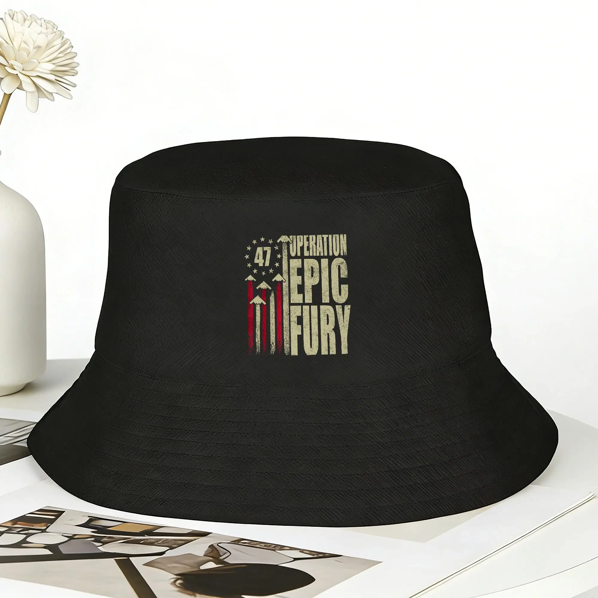 Operation Epic Fury Bucket Hat Summer  Retro Fisherman Hats For Unisex Personality Vacation Caps Hawaii Design Sun Hats
