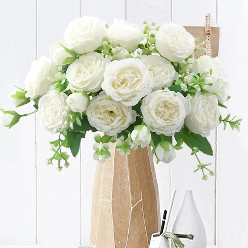 1 قطعة باقة الزهور الاصطناعية الحرير الفاوانيا لطاولة غرفة المنزل عيد الميلاد حفل زفاف ترتيب ديكور الحديقة في الهواء الطلق #2