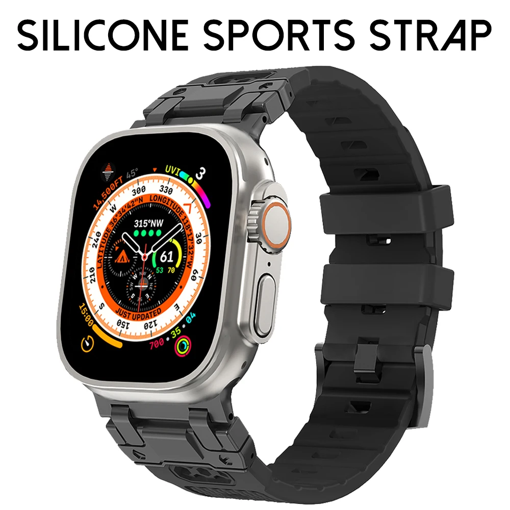 سوار رياضي مطاطي ناعم للرجال ، سوار فاخر ألترا 2 ، 49 ، ساعة أبل 45 ، 44 ، 42 سلسلة ، iWatch 9 ، 8 ، 7 ، 6 ، 5 ، 4