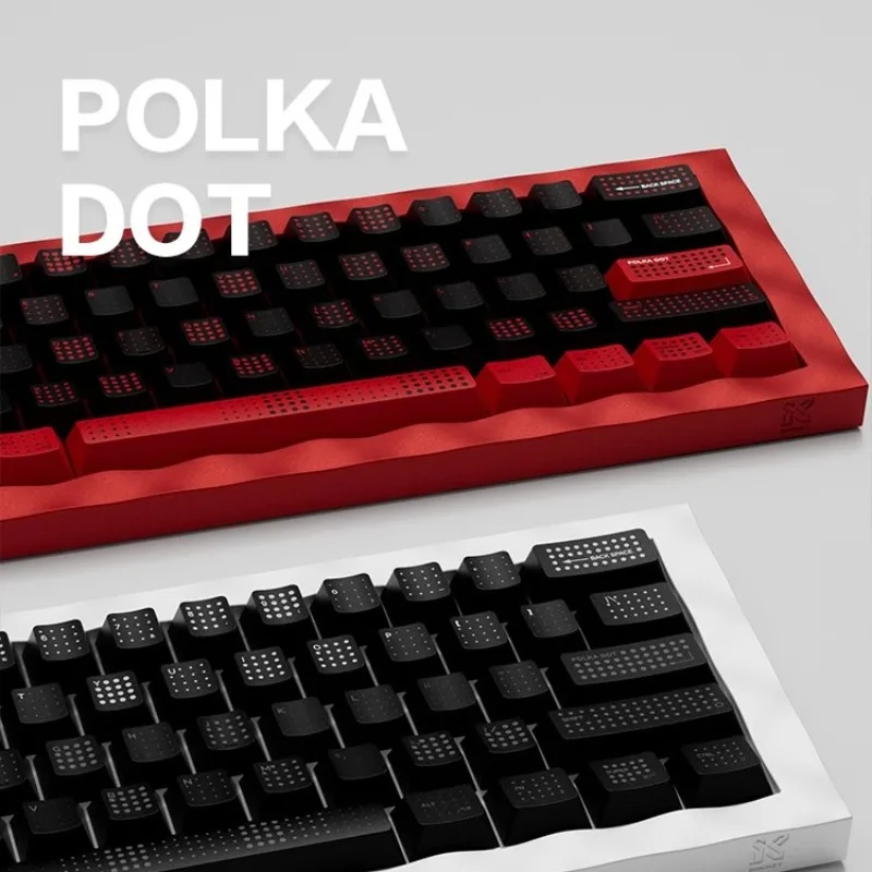 Polka dot vermelho keycap cereja perfil 150 teclas pbt sublimação de tinta ajuste personalizado 60%-108% keycaps para acessórios de teclado mecânico