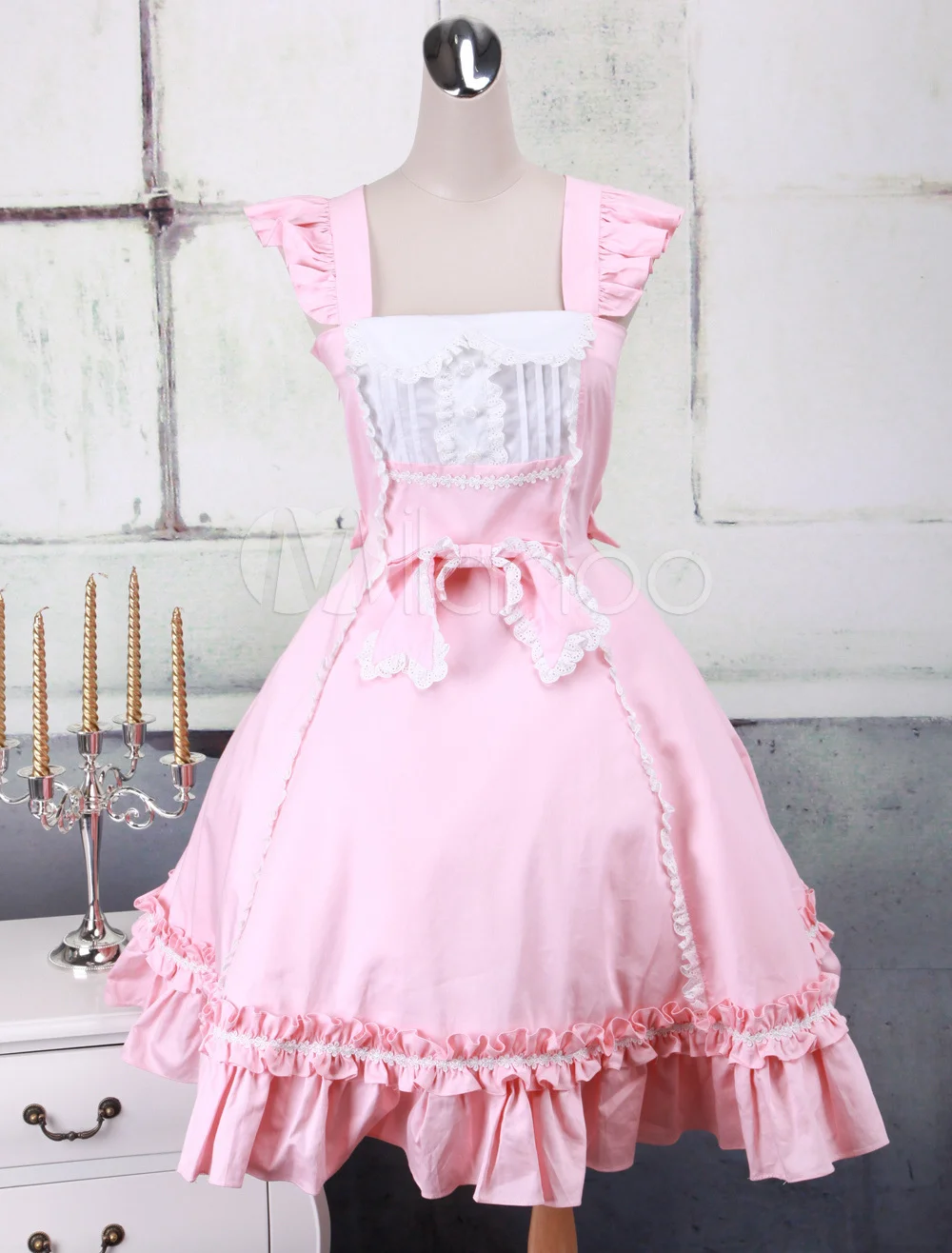 Vestido de empregada Lolita doce para mulheres, Uniforme Rosa, Vestidos de princesa vermelhos, Traje Cosplay Kawaii, Suave, OP