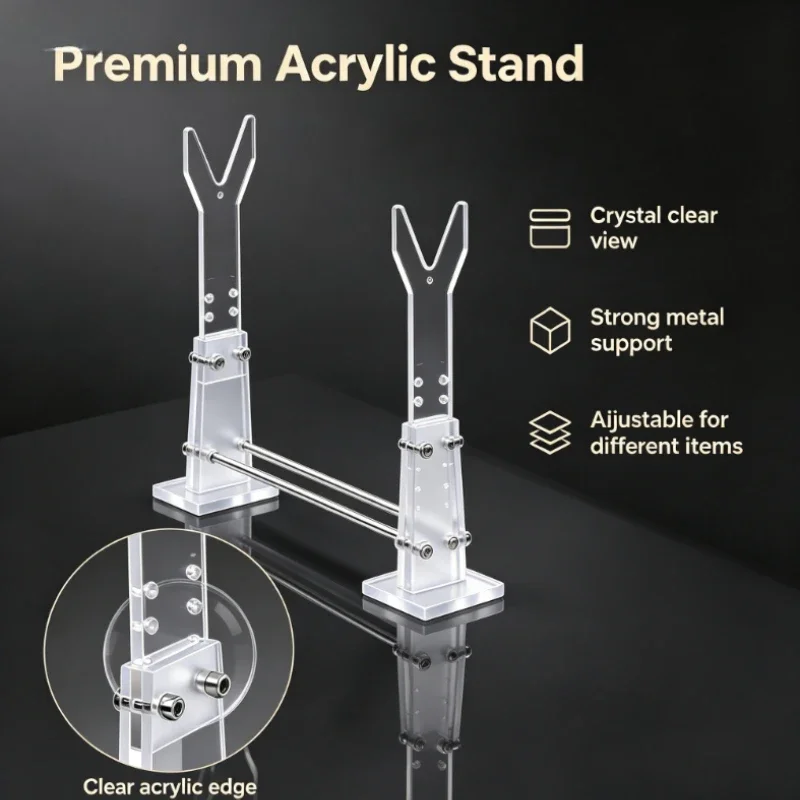 Stainless Steel Fastener Acrylic Display Stand Clear Detachable Support for Hobby Collection Model Decor