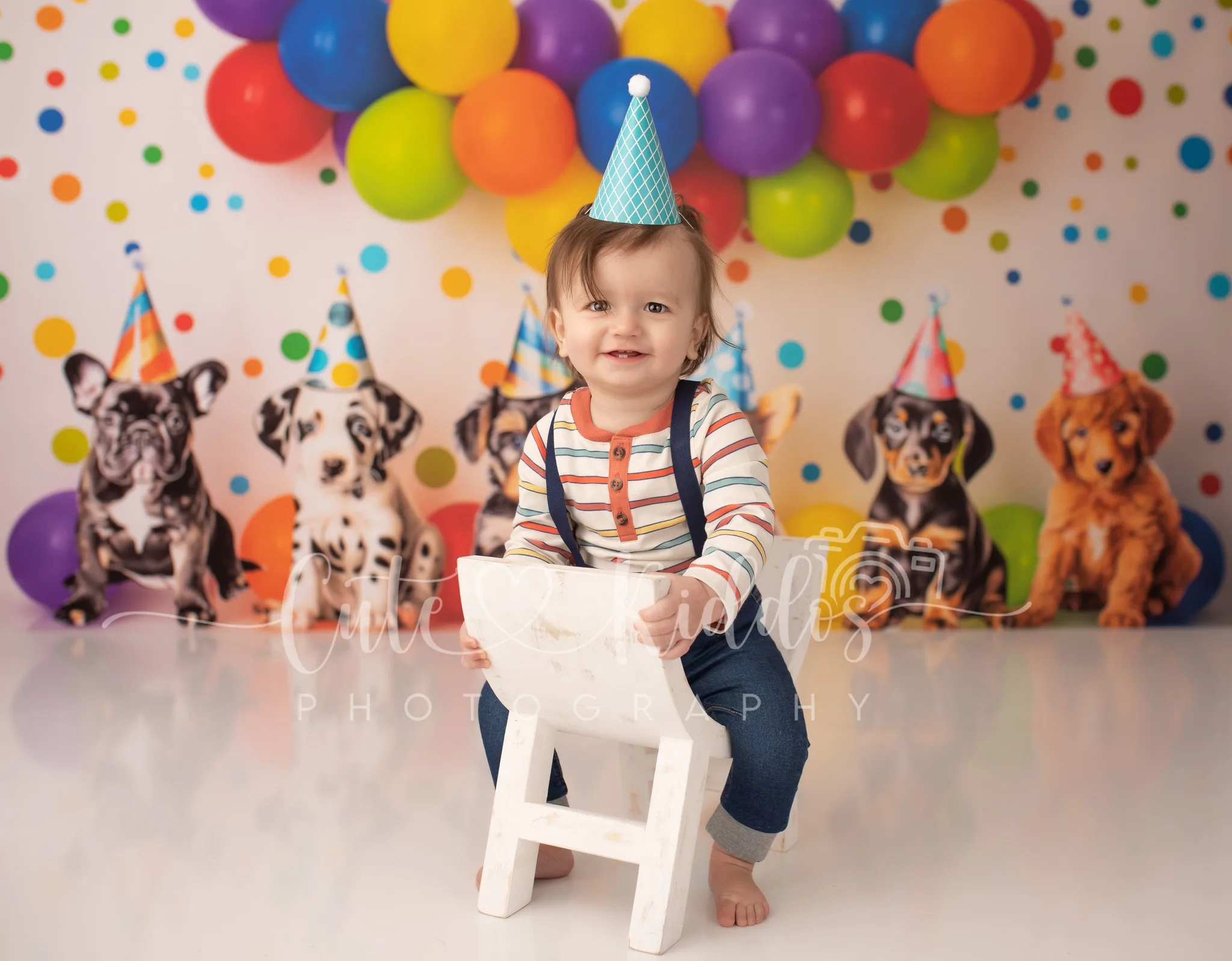 Artemis Baby Birthday Party Background Cartoon Watercolor Cute Dogs Celebrate Child Portrait Customized Photographic Backdrops