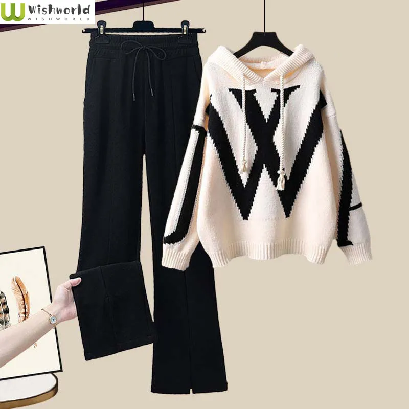 

Autumn and Winter Fashion Casual Women's Set 2022 New Korean Slim Fashion Sweater Casual Pants Two Piece Set