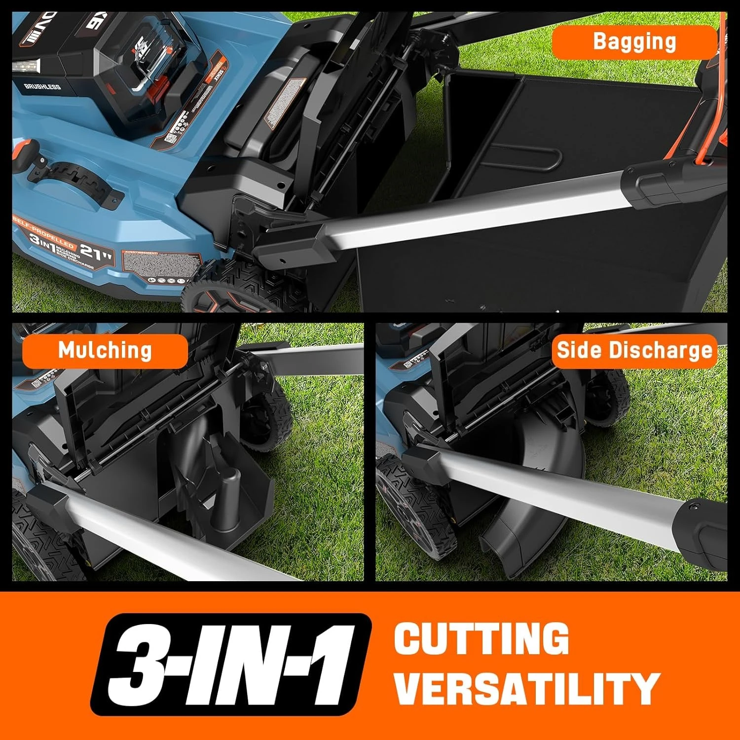

X6 60 Volt Max* 21-Inch 3-in-1 Cordless Push Lawn Mower,Self-Propelled,with Bagging,Mulching,Side Discharge,Height Adjustment
