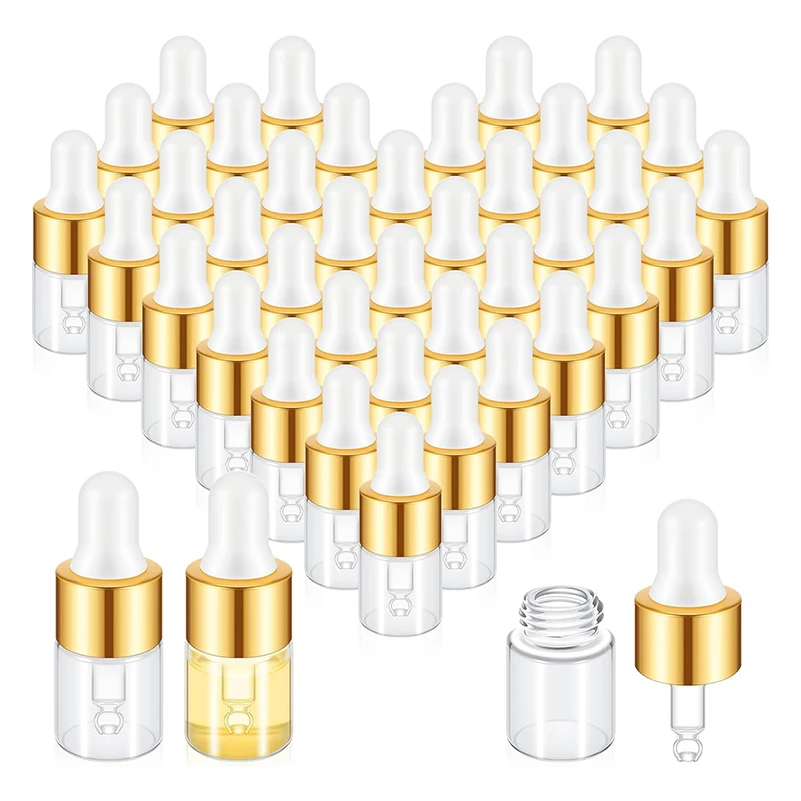 10/30pcs Glass Perfume Bottle 2ml 3ml 5ml Essential Oil Dropper Bottle With Gold Cap Refill Travel Perfume Bottle Pipette Bottle