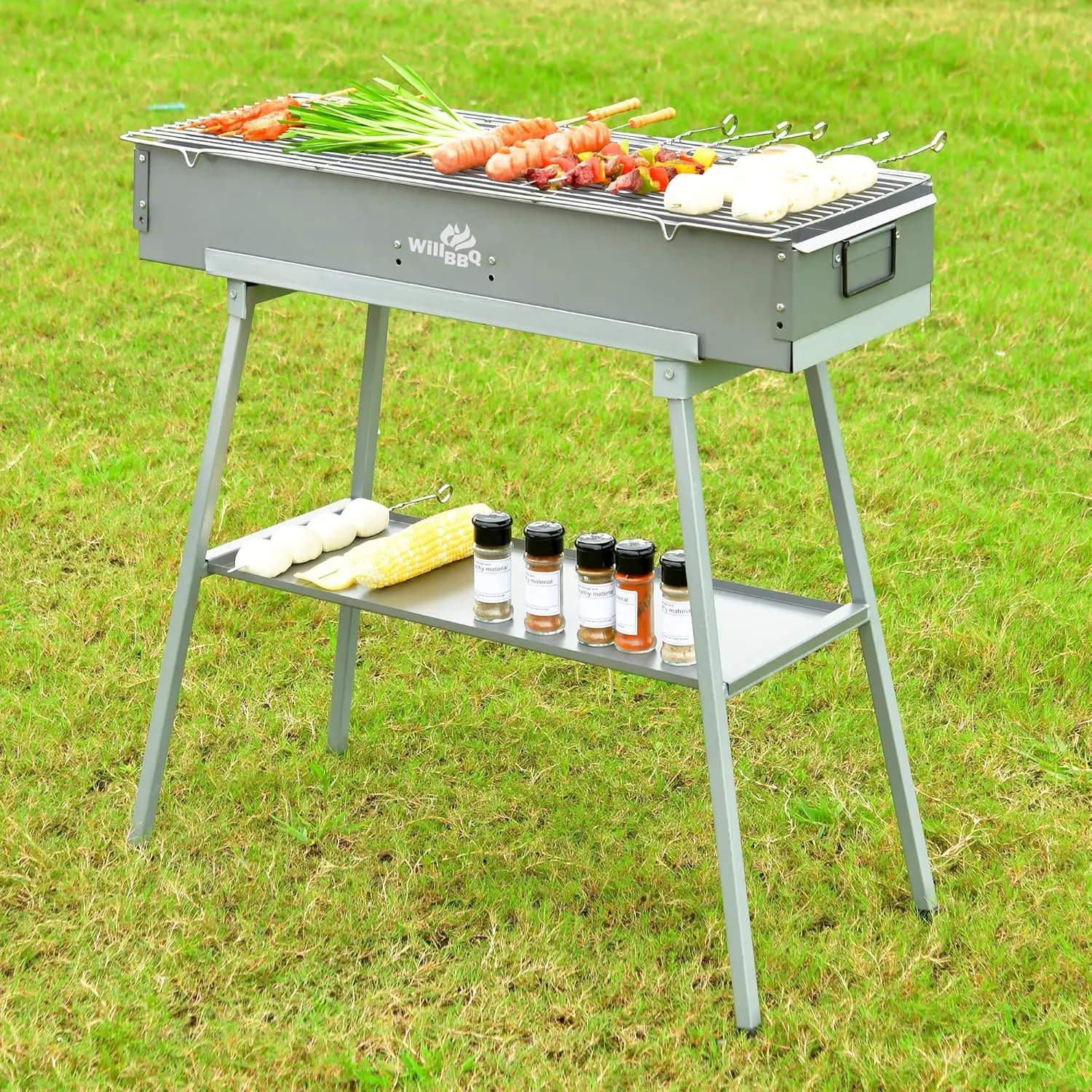 Commercial Quality Portable Charcoal Grills Multiple Size Hibachi BBQ Lamb Skewer Folded Camping Barbecue Grill for Garden Back