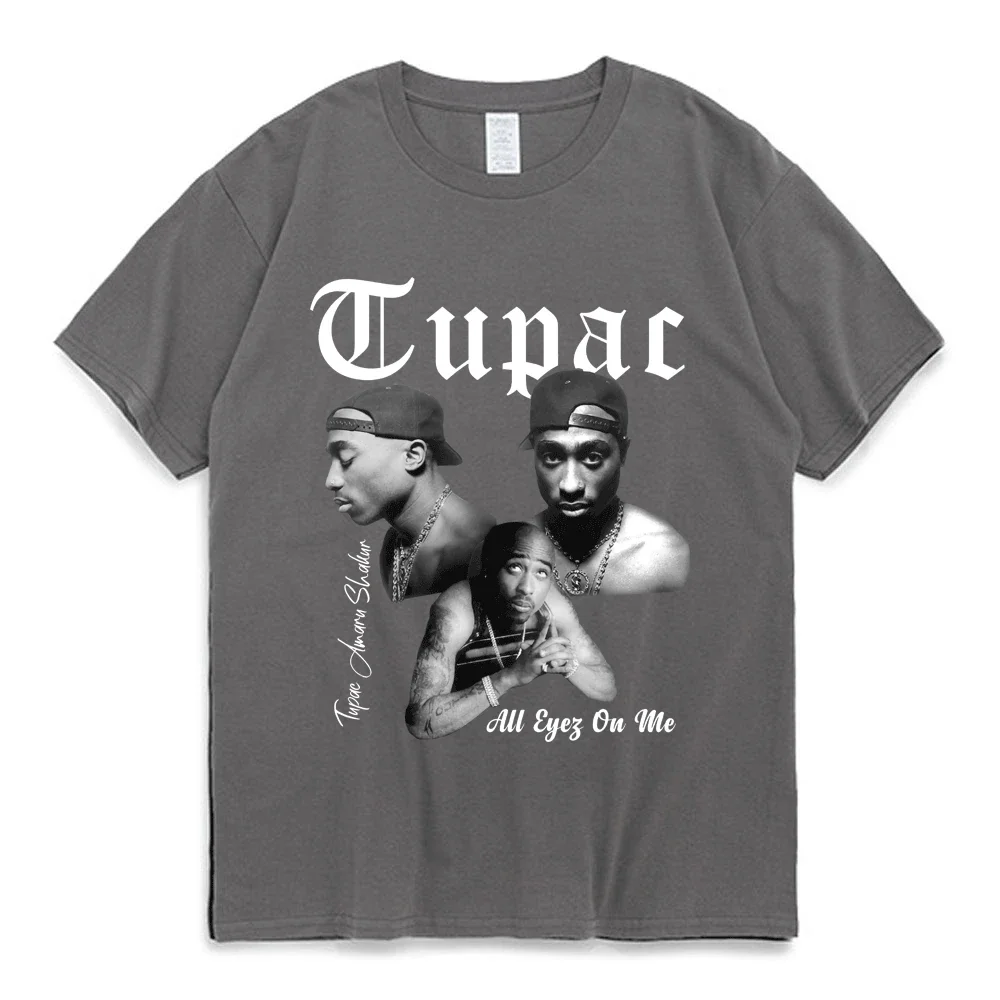 Rapper Tupac 2pac Graphic T Shirt Fashion High Quality Short Sleeves T-shirts Oversized Hip Hop Streetwear Men\'s Cotton T-shirt