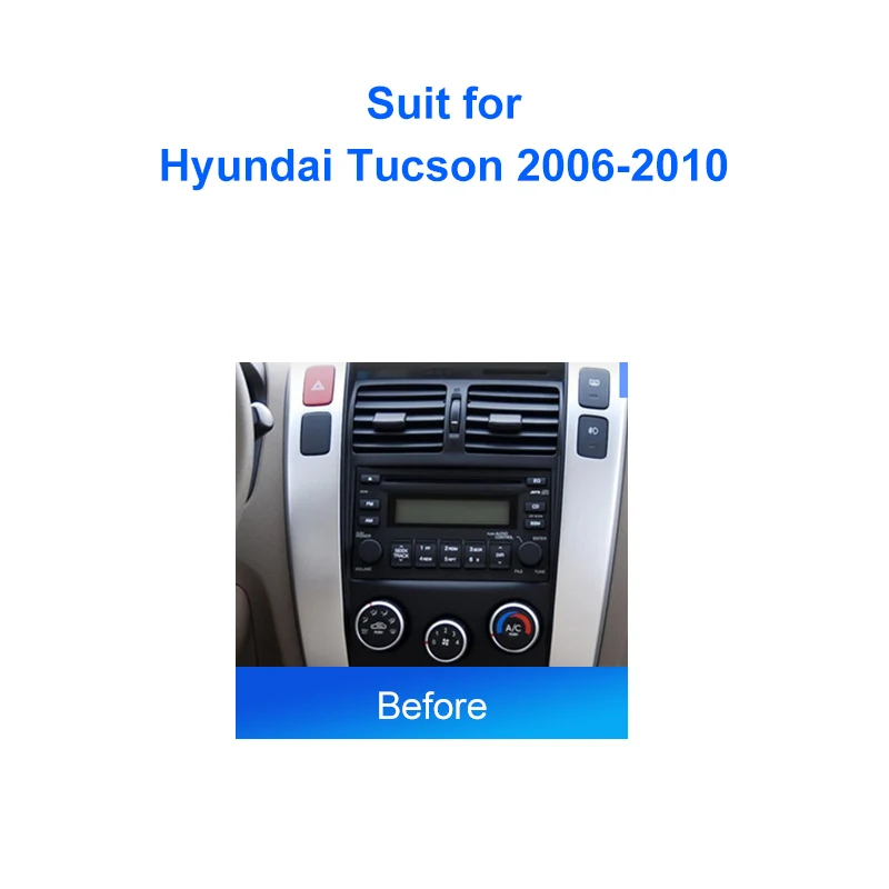 Para Hyundai Tucson 2006 2007 2008 2009 2010 fascias de Radio de coche reproductor estéreo GPS Android 2 Din 10,1 pulgadas marco de Panel de unidad principal