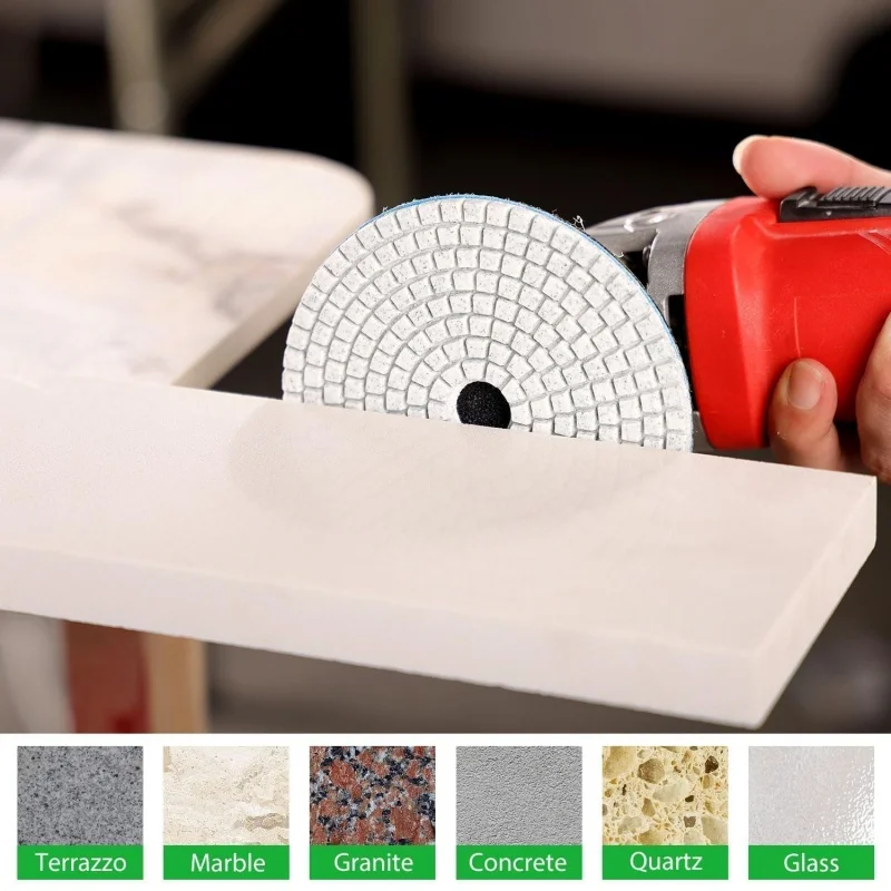 10 Stück 5-Zoll-6-Zoll-Nass-Diamant-Polierpads, flexible Schleifscheiben für Granit-, Marmor-, Stein- und Betonpolitur, Körnung 30-3000 – Detail 9