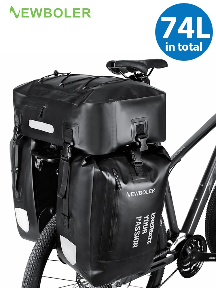 NEWBOLER 74L Fietstas met grote capaciteit 3-in-1 fietstas Waterdichte fietstas Fietsachterbank Rack Bag Fietsbagagetas - afbeelding 2