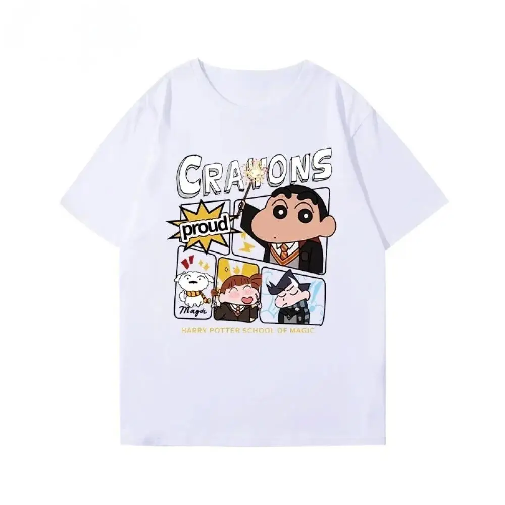Crayon Shin Chan Women's T-shirt Cartoon Anime Street Top Summer Short Sleeve Kids Pattern
