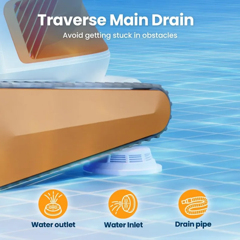 منظف حمام السباحة الآلي اللاسلكي، مكنسة حمام السباحة بقدرة 150 وات مع وظيفة تسلق الجدار، محرك بدون فرش + سلة فلتر 4.1 لتر مثالية #6