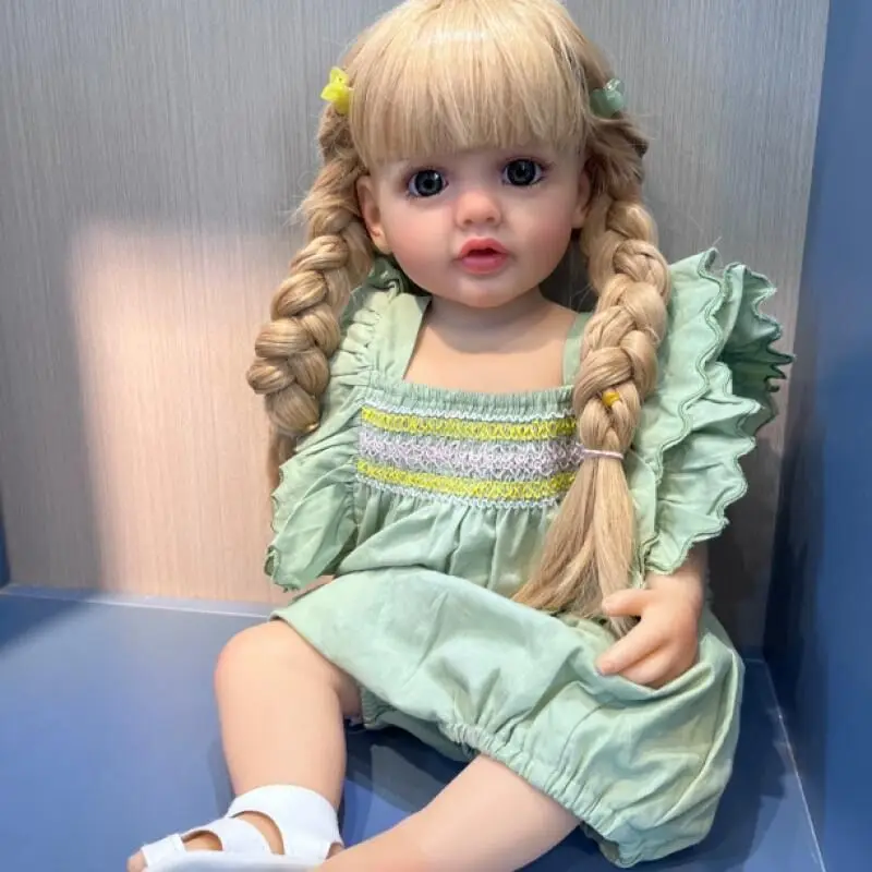 NPK 55CM Silicone Reborn Doll Full Body Soft Touch Lifelike Toddler Princess Betty Realistic Long Blond Hair Collectible Toy