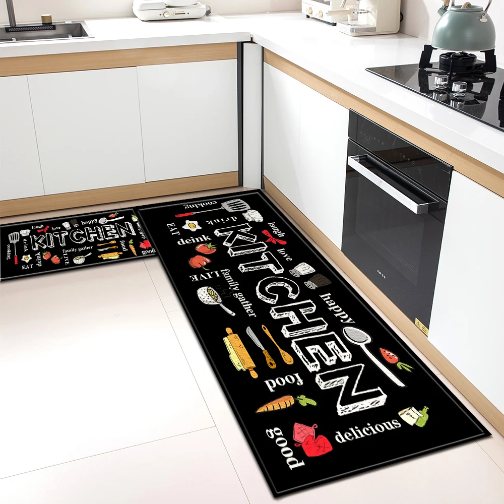 Custom Kitchen Cooking Rug Home Restaurant Hallway Balcony Floor Decor Carpet Cookhouse Bathroom Entrance Door Non-slip Foot Mat