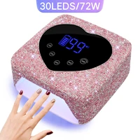 Lámpara LED UV recargable para uñas, lámpara de curado de esmalte de Gel inalámbrica de 30LEDS con pantalla grande, equipo profesional para uñas, 72W