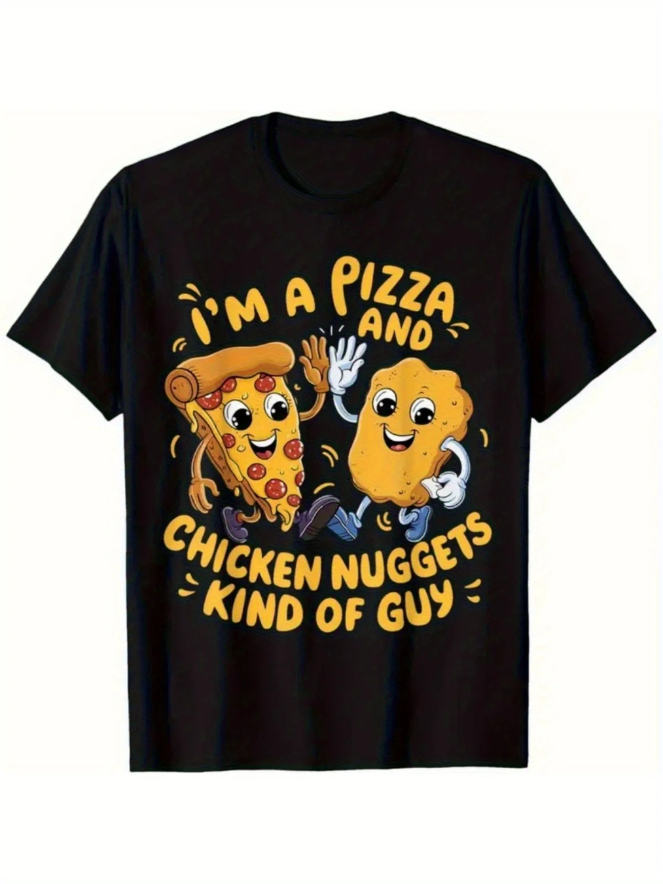 Camiseta con estampado de niño con la frase "I'm the Pizza and Chicken Nuggets Type", camiseta informal de algodón 100% suave y transpirable para adolescentes, divertida