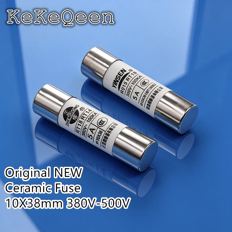 5Pcs Ceramic Fuse 10*38mm 1A 2A 3A 4A 5A 6A 8A 10A 16A 20A 25A 32A 380V 500V RO15 RT18 RT14 R015 RO-15 10*38 10x38mm