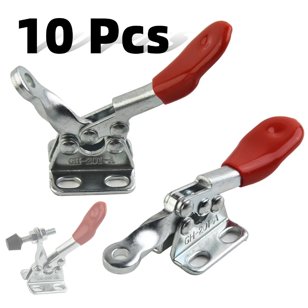 10-PCS Toggle Clamp GH-201A Quick Release Hand Tool Toggle Clamp Horizontal Clip Sets Woodworking Heavy Duty Vertical Clamps