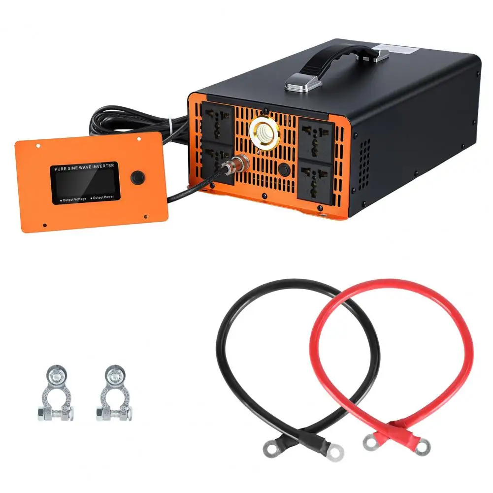 12V to 110V 120V AC 3000W Pure Sine Wave Power Inverter with LCD & Wireless Remote Vehicle RV Home Camping Off-Grid Converter