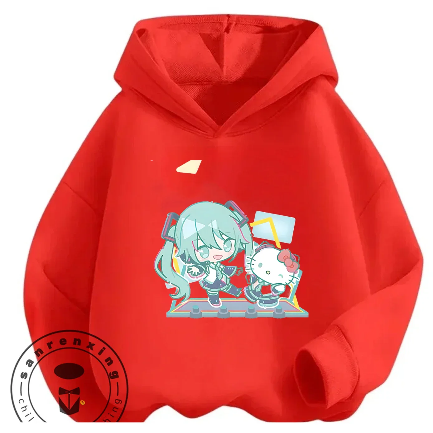 Plain Casual Hooded Sweatshirt Hatsune Miku Elegant Anime Motif Minimalist Daily Street Outerwear For 3 14 Years - view 4