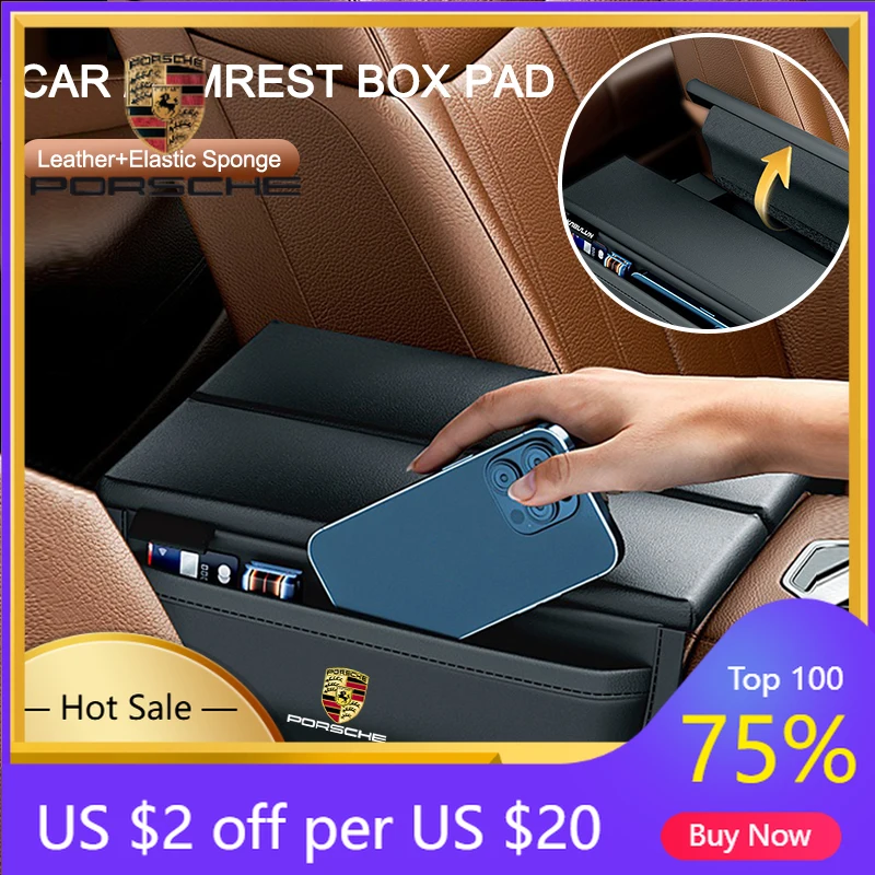 

Car Sticker For Porsche Cayenne Panamera Macan 911 Car Armrest Box Pad Leather Auto Armrest Mat Car Accessorie For Porsche Cayen