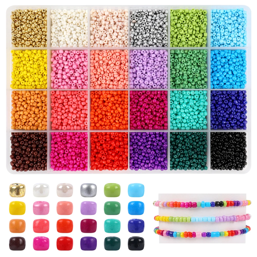 Makersland 3mm Czech Glass Seed Beads Set for Girls Jewelry Kit to Make Bracelets Necklace for Kid Diy Bracelet Kit for Children