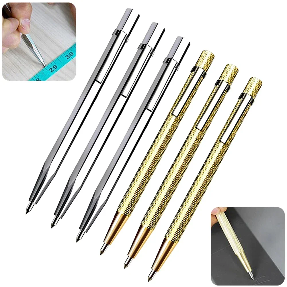 6pcs Glass Cutting Tool Diamond Glass Cutter Carbide Scriber Hard Metal Tile Machine Lettering Pen Engraver Glass Scriber