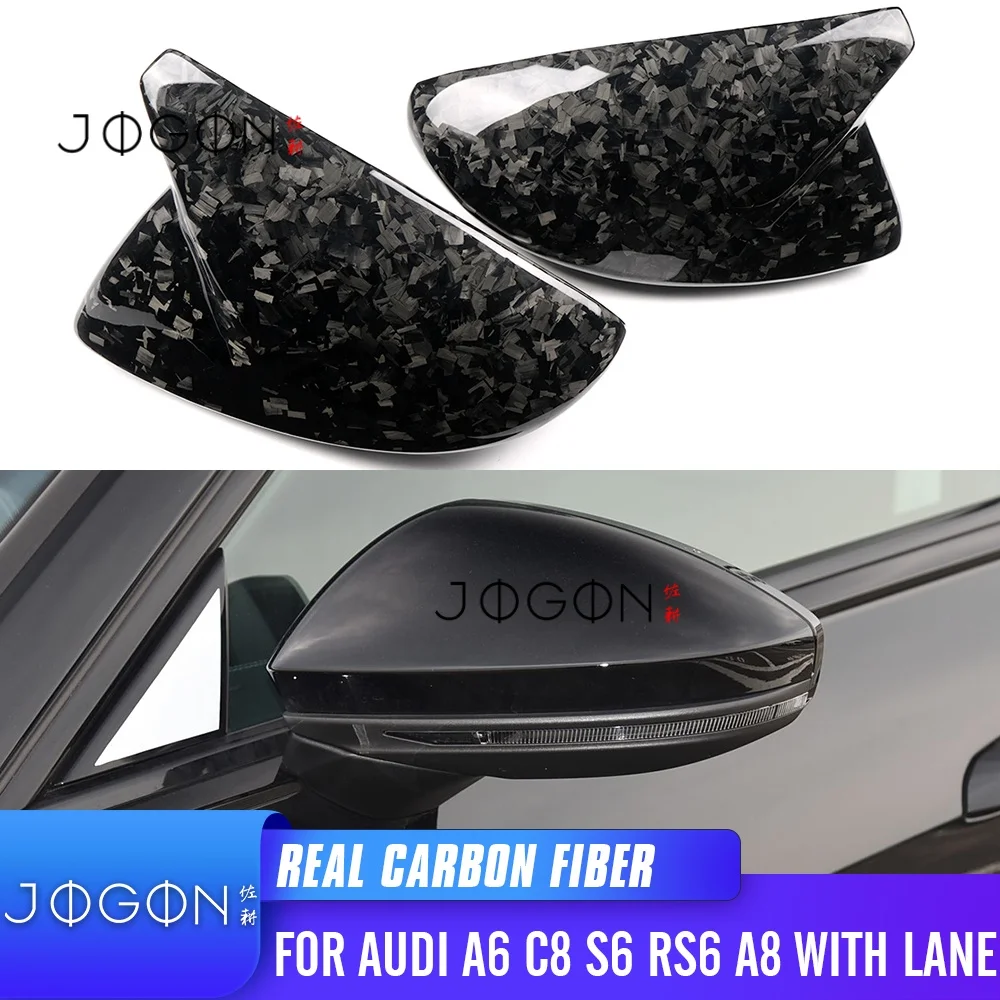 

Carbon Car Door Side Rearview Mirror Caps Rear View Mirror Shell Cover Trim LHD OX Horns Replacement For Audi A6 C8 4K 2019-2025