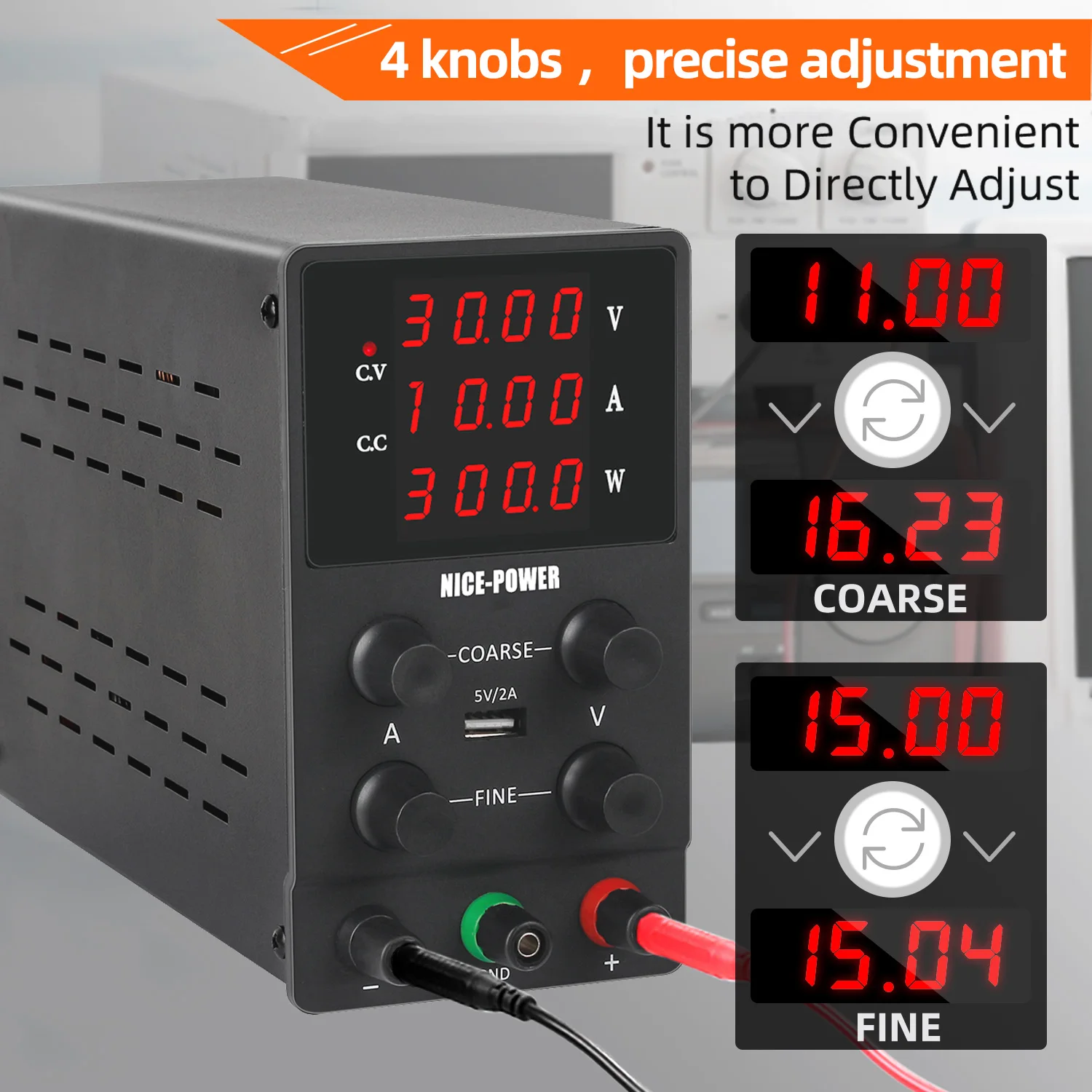 Alimentatore Switching da banco 360W 30V 10A 24V DC stabilità di tensione regolabile 300W USB 5V 2A Souce per la ricarica della riparazione del