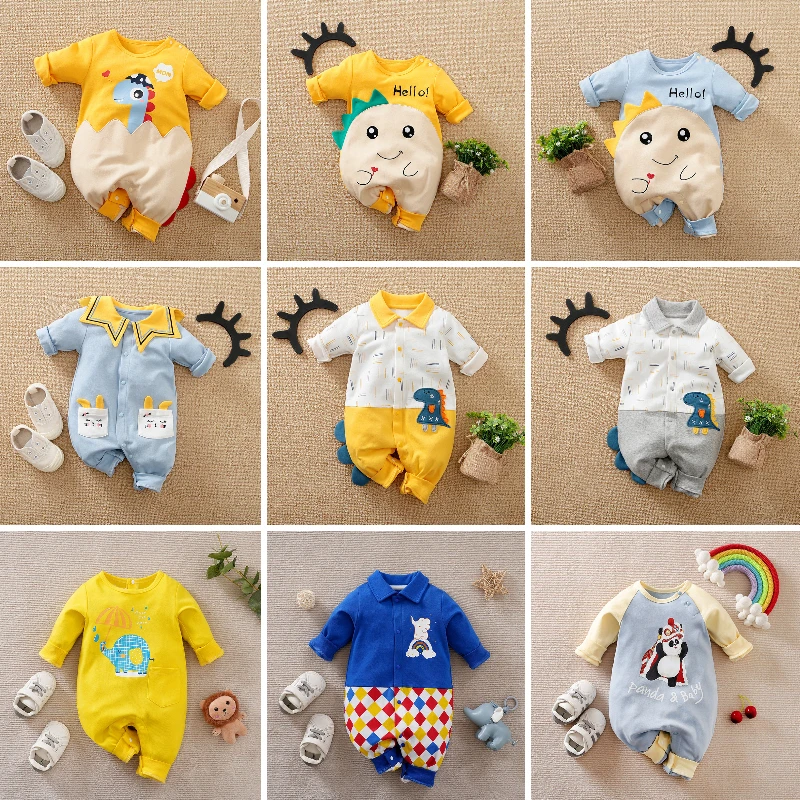 

Newborn Jumpsuits Dinosaur Cartoon Boys Overalls For Kids Toddler Costume Long Sleeve Baby Clothes 0 To 24 Months Baby Supplies