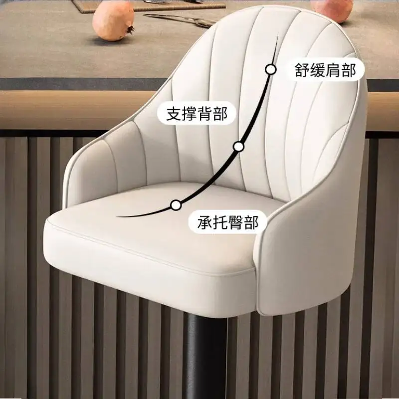 FurnitureAdjustable Height Bar Stools Rotating Commercial Faux Leather Bar Stools Industrial Natural Modern Sgabello Cucina Alto