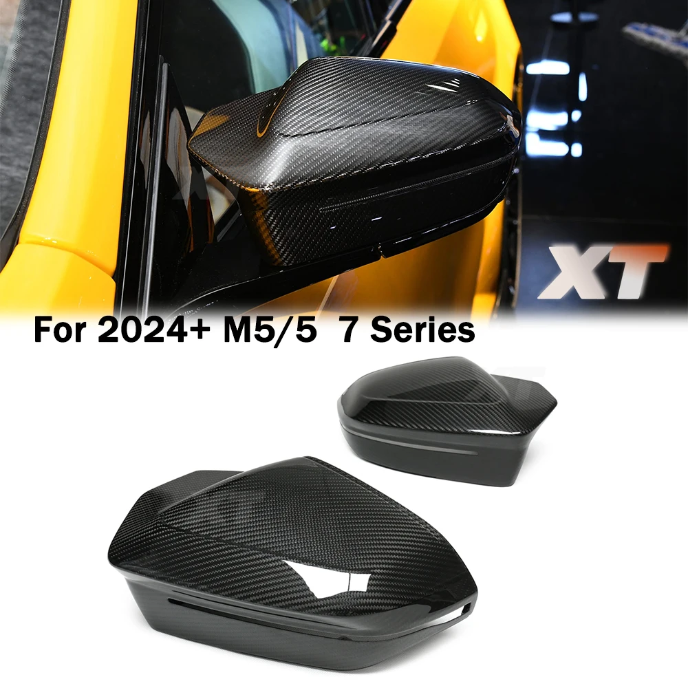 

Horns For BMW 2023+ G60 i5 5 Ser G70 i7 7 Series G90 M5 Dry Carbon Fiber Rear View Side Mirror Covers Caps Forged Replacement