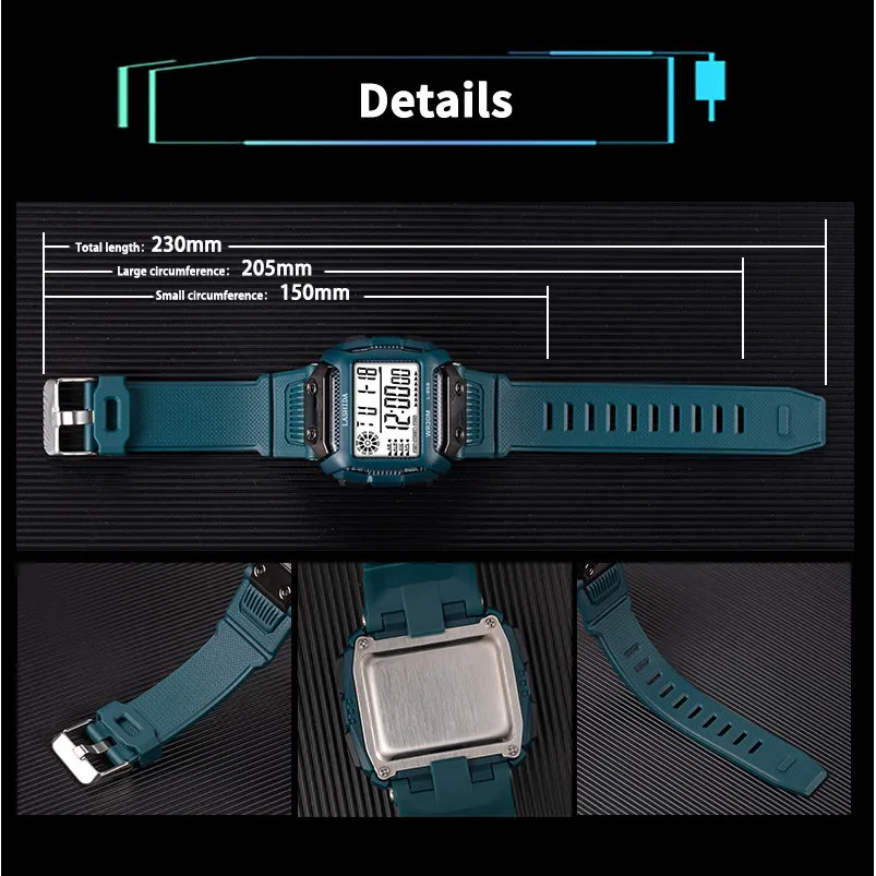 Heren Elektronisch Horloge Sport Waterdicht Multifunctioneel Polshorloge Chronograaf Wekker Nachtlampje