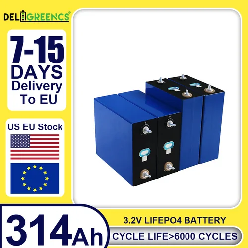 Lifepo4 배터리 3.2V 314Ah 등급 A 리튬 배터리 전체 용량 DIY 12V 24V 48V RV 태양열 저장 충전식 배터리 세금 무료
