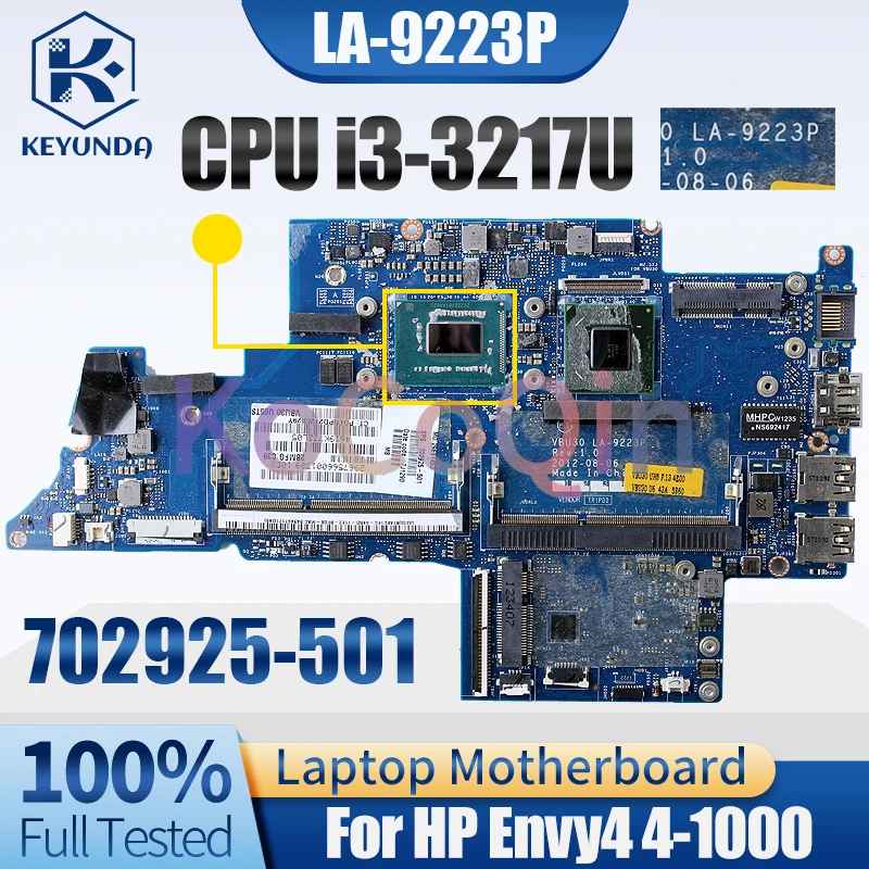 For HP Envy4 4-1000 Notebook Mainboard LA-9223P SR0N9 i3-3217U 702925-501 Laptop Motherboard Test