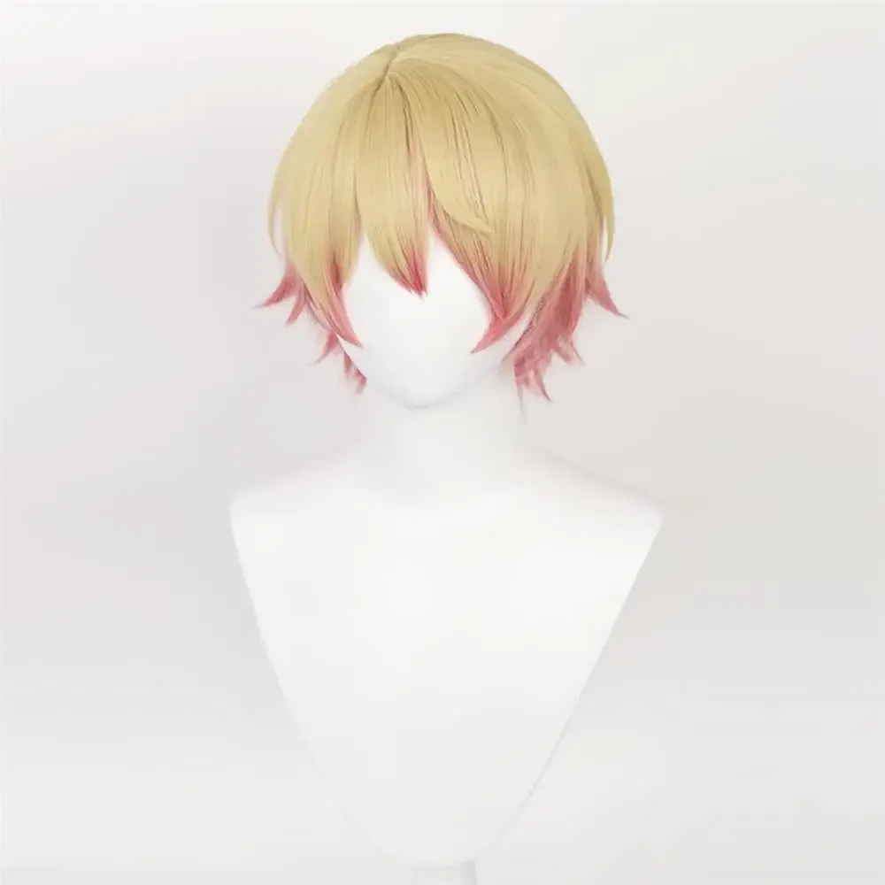 Anime Tsukasa Tenma Cosplay Wigs for Project Sekai Cosplay Short Blonde Gradient Pink Party Wigs for Men Boys