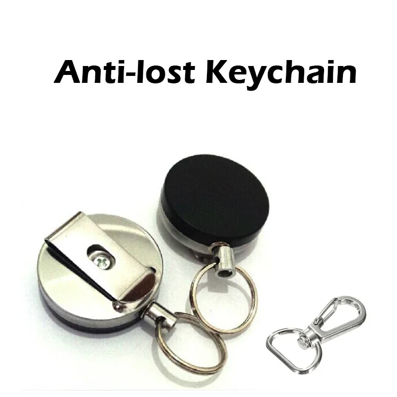 Outdoor EDC Resilience Steel Wire Rope Elastic Keychains keyring Sporty Retractable Alarm Keychain Anti-lost telescopic Keys