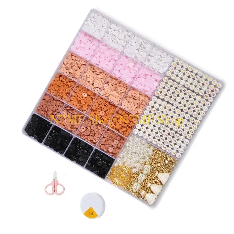 

N7MF Handmade Clay Beads Set Letter Jewelry Charm Jewelry Making Supplies Clay Beads Handmade Bracelet Part Soft Clay Texture