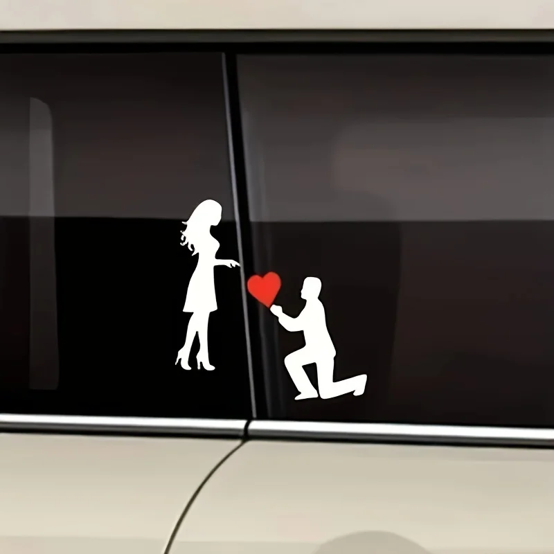 Ich Liebe Dich Herz-Silhouette Aufkleber, Romantischer Heiratsantrag Vinyl-Aufkleber, Wasserfester Langlebiger Auto-Hochzeits-Dekor
