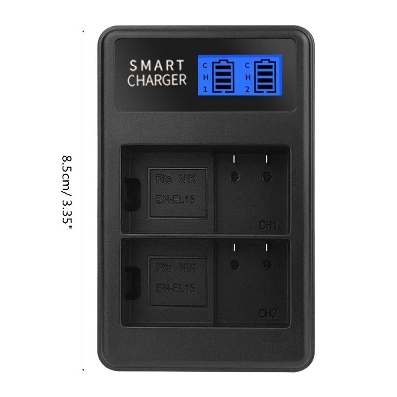 Двойное зарядное устройство для аккумулятора камеры EN-EL15 с док-станцией с ЖК-дисплеем для D500 D600 K1KF