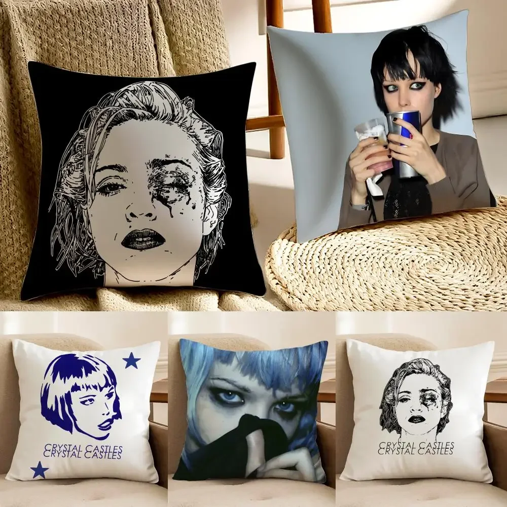 Alternative band Crystal Castles Cushion Cover Faux fur decorative Dark academia style Cat scratching post Rustic Spa pillow