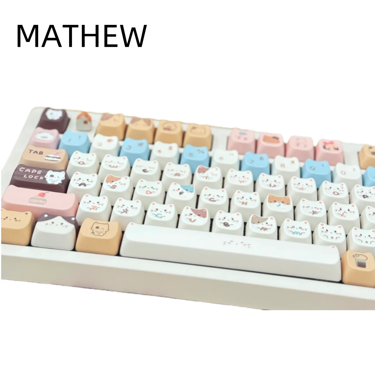 

PBT Keycaps Cute Keycap Dye-Sublimation Sea Salt Cat Keycaps Mao Profile Custom Key caps for MX Swithes Mechanical Keyboards