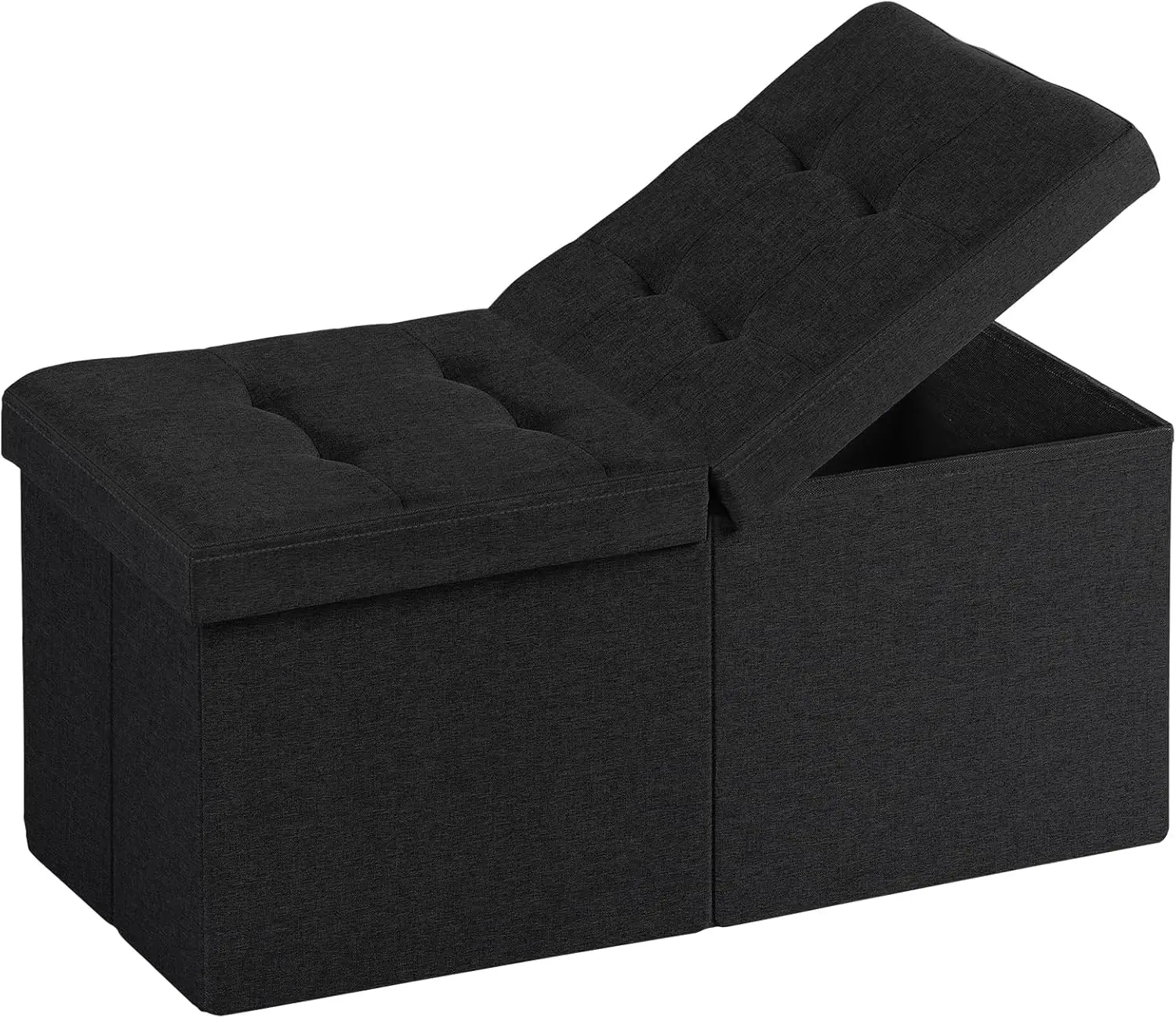30-INCH Storage Ottoman Bench, Footrest with Storage, End of Bed Bench Coffee Table for Living Room, Bedroom, Entryway, Black