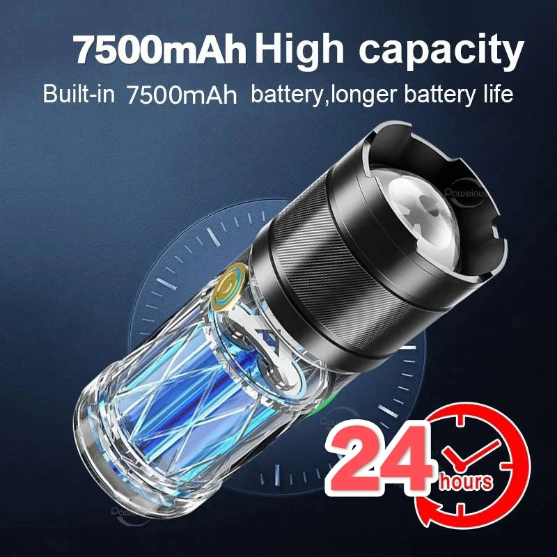 500W High Power Led Flashlights COB Camping Lantern 7500mAh XHP360 Rechargeable Flashlight Waterproof Tactical Torch Zoom 1500m