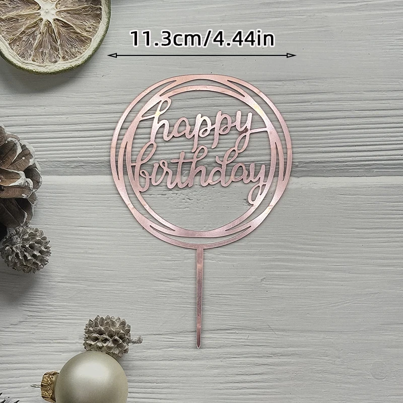 Einfacher Tortenaufsatz „Alles Gute zum Geburtstag“, Silber, Rosa, Gold, Acryl, für Kinder, Babyparty, Party, Dessert, Kuchendekoration, Geschenkzubehör – Detail 16