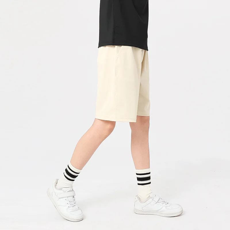 Boys Girls Beach Shorts Summer Kids Solid Quick Drying Ice Silk Leisure Five-Points Pants For Children's 4-13 Years Wear